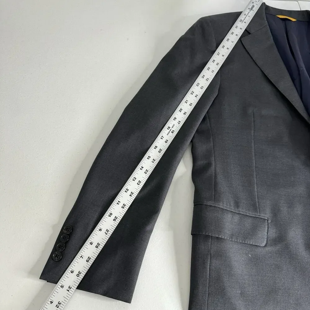 Hickey Freeman Beacon Blazer Mens 40R Gray Worsted Wool Sport Coat Jacket Career